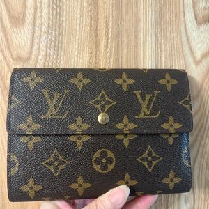 Auth LOUIS VUITTON Porte Tresor Etui Papier Trifold Wallet Monogram